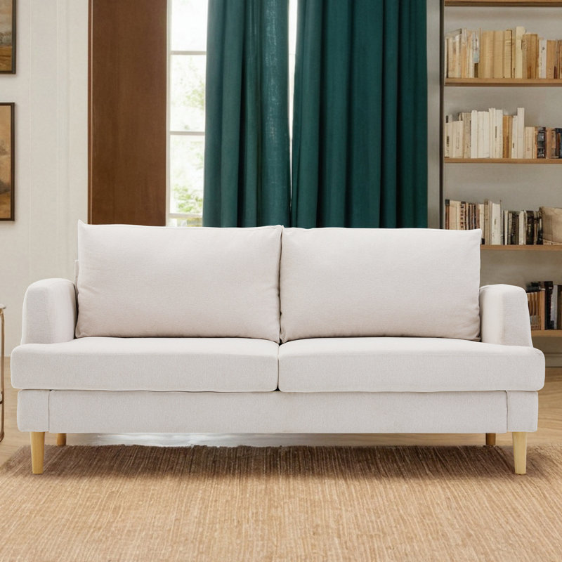 70" Upholstered Square Arm Loveseat Sofa Modern Sofa Couch with USB, 33.33" H x 70.22" W x 27.11" D, Beige