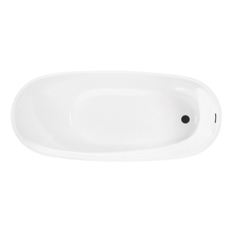 Kingston Brass Aqua Eden 54-Inch Acrylic Oval Single Slipper Freestanding Tub with Drain