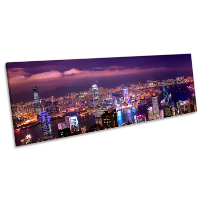 Hong Kong Skyline City - Wrapped Canvas Panoramic Art Prints