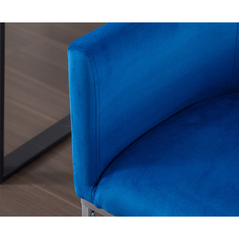 Kaydance Upholstered Dining Chairs Modern Arm Chairs, Silver, Blue