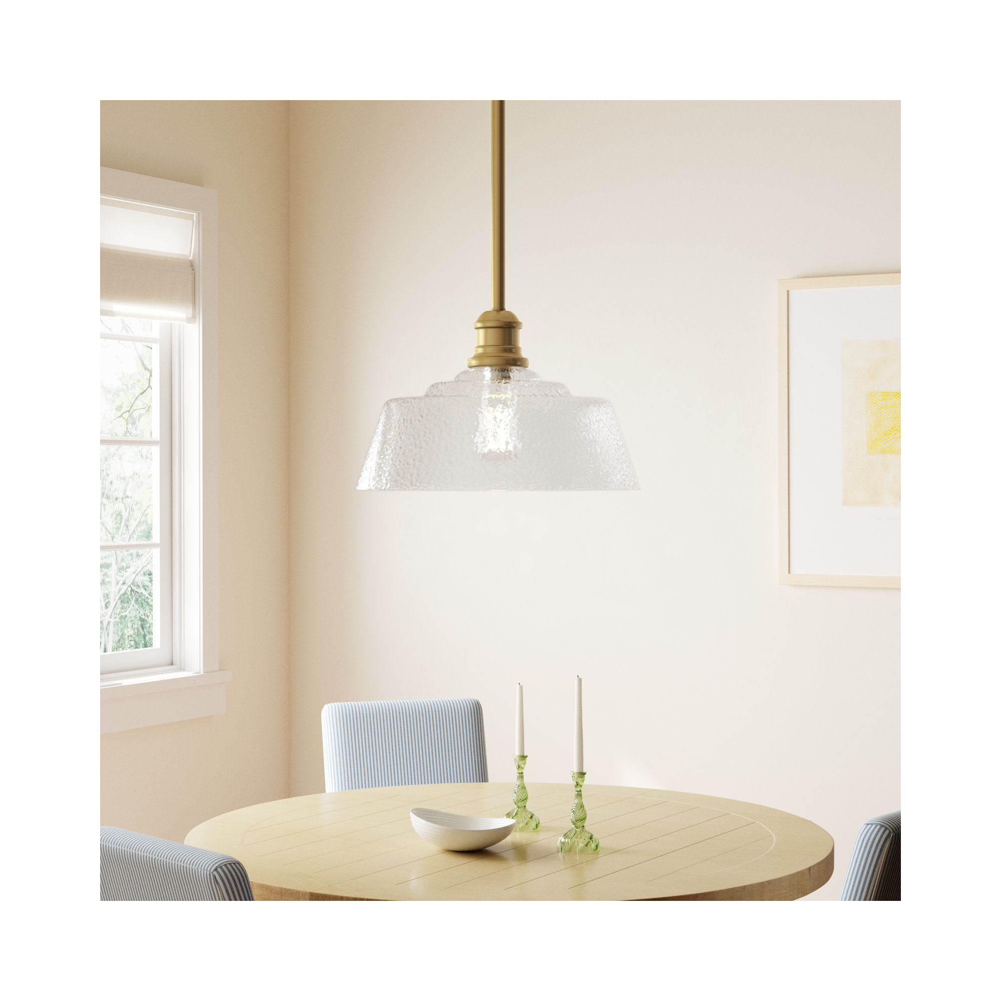 Lindholm Single Light Glass Dimmable Pendant, Natural Brass