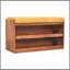Banc de rangement escamotable en bois massif avec peau de bison et caramel miel, 2 tablettes, jaune et brun foncé