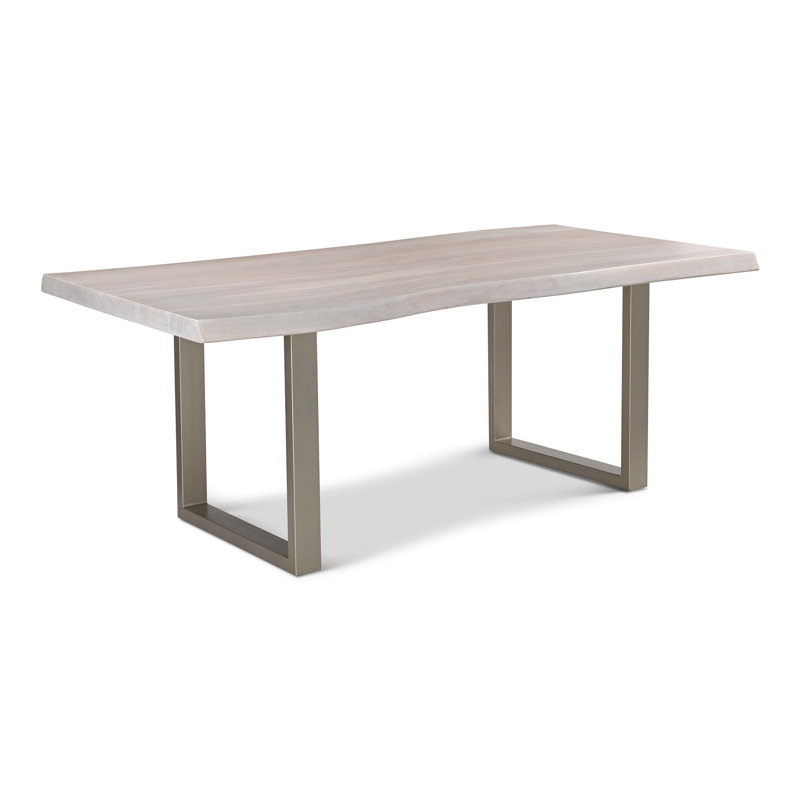 Table de salle à manger Colin, H 29,75 po x L 79 po x l 40 po, Blanc délavé, Étain