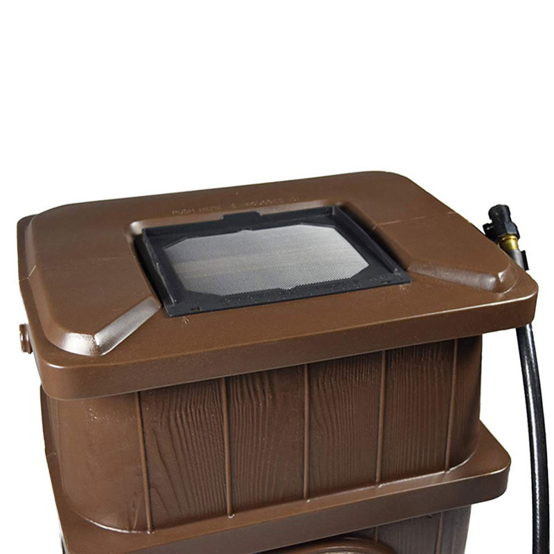 Brown Wood Grain 45 Gallon Rain Catcher Barrel Set