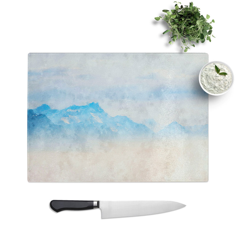 Tempered Glass Fog over the Lake Chopping Board, 28.5 cm x 39 cm