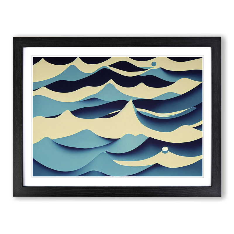 Abstract Ocean Wave Vol.3 - Single Picture Frame Print, Black, 46cm H x 64cm W x 2cm D