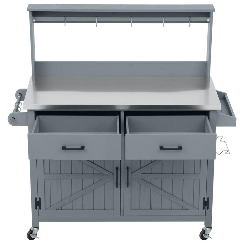 Premium Outdoor Kitchen Cart, Gray Blue