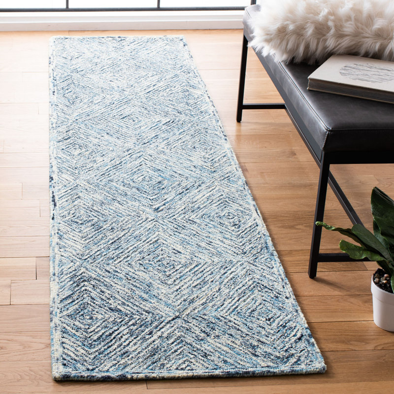 Didonato Hand Tufted Wool Geometric Rug, Runner 2'3" x 9'