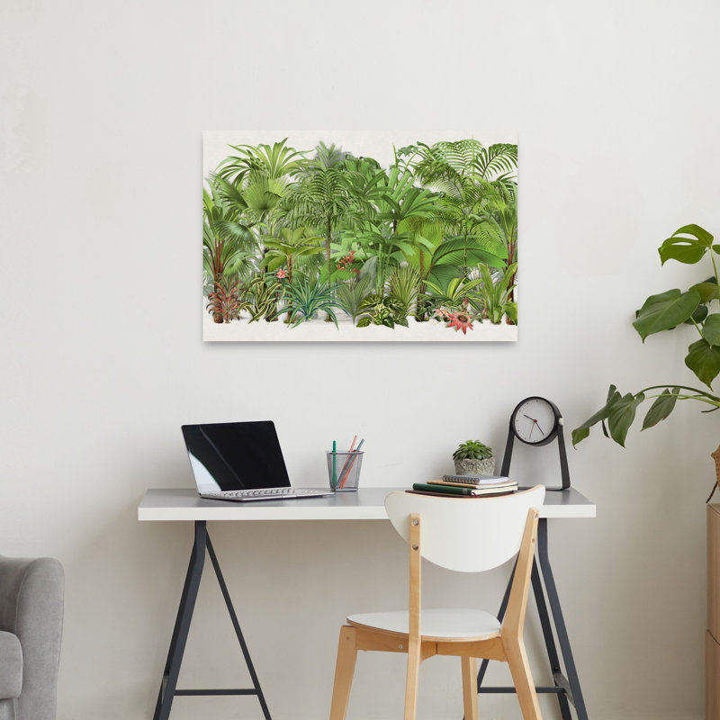 «Lush Tropical Jungle Tropical Palm Tree Forest Landscape», reproduction d'art mural, 24" H x 36" W
