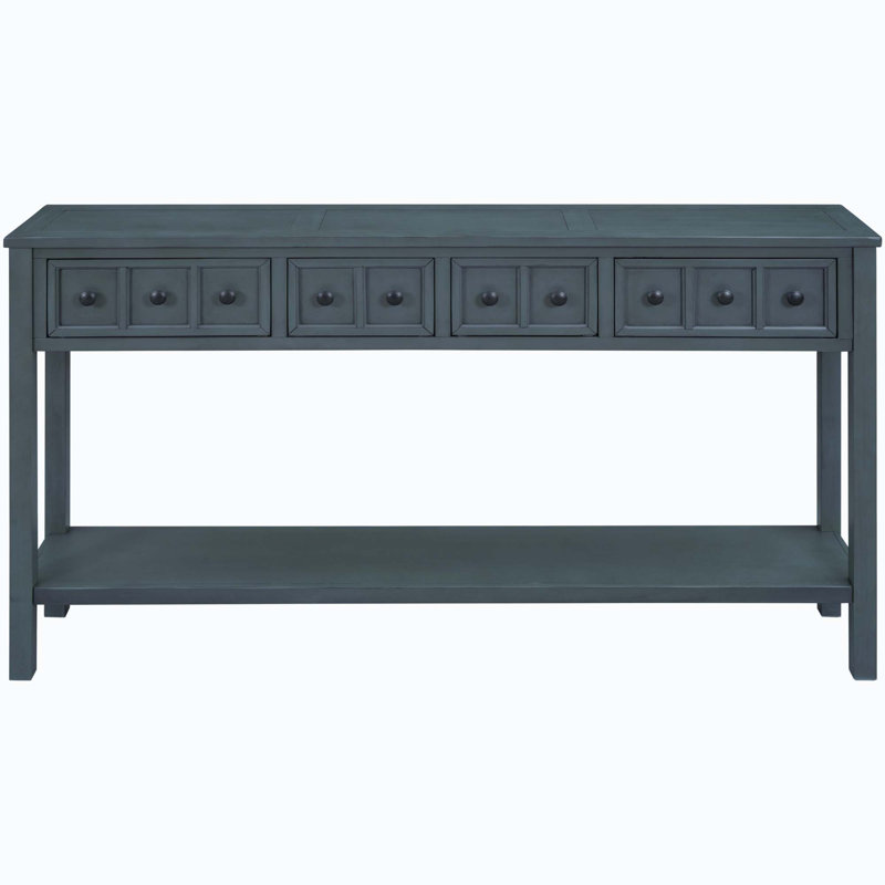 Tarsita Rustic Entryway Console Table Long Sofa Table with Drawers and Bottom Shelf Entryway Table, Navy