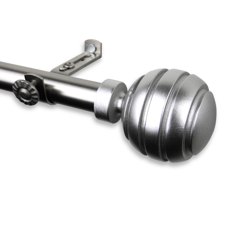 Tringle à rideaux simple Pepin, Nickel satiné, 120 à 170 po