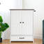 Station d'alimentation pour chien de taille moyenne, couleur blanche, tiroirs coulissants cachés, trois crochets, bols en acier inoxydable, armoire de rangement facile à nettoyer avec panneau réglable, blanc, convient à la chambre à coucher,