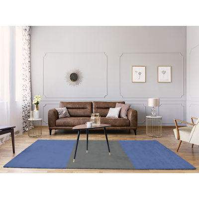 Tapis à rayures bleu/gris