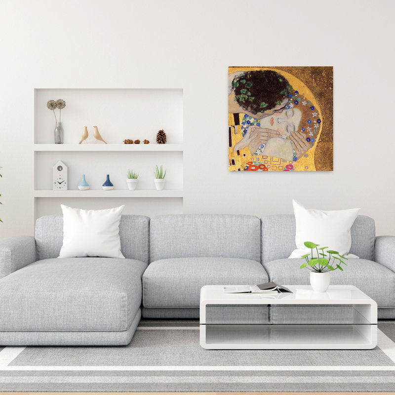 Le Baiser, estampe d'art mural abstrait contemporain de 1907-1908, H 36 po x l 36 po