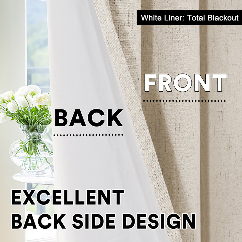 Dawain 100% Blackout Thermal Curtain Panels, 52" W x 108" L, Bleached Sand