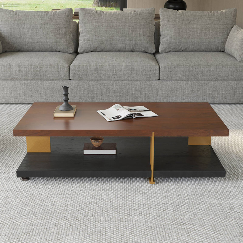 Table basse Classica, Plateau noyer / base noire