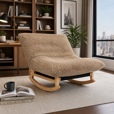 Modern Corduroy Armless Rocking Chair, Cloud-Like Ergonomic Lounge Chair with High-Density Sponge Cushion for Living Room & Bedroom by Latitude Run