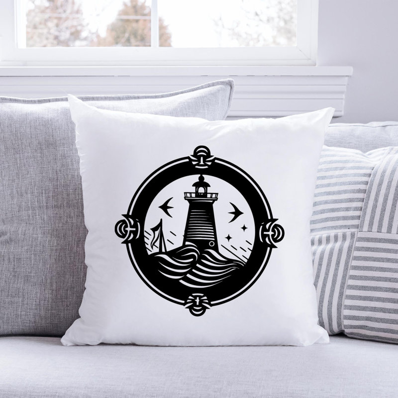 Nautical Sea Life_451 - Coussin décoratif avec coussin décoratif, H 16 po x l 16 po