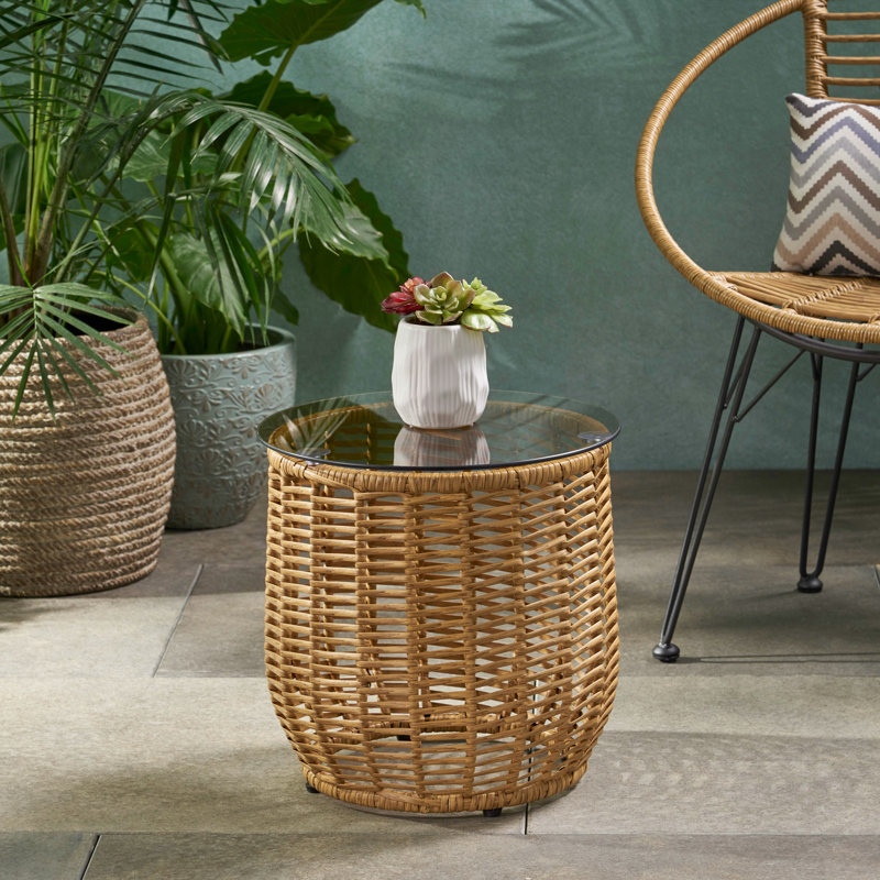 Table d'appoint d'extérieur pour patio, Brun pâle