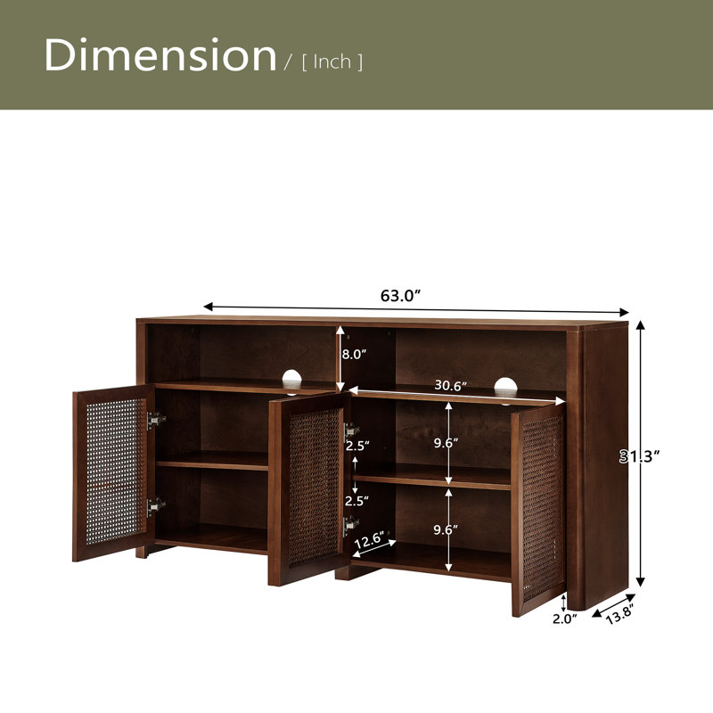 Armoire buffet 63 po Mid-Century, Walnut