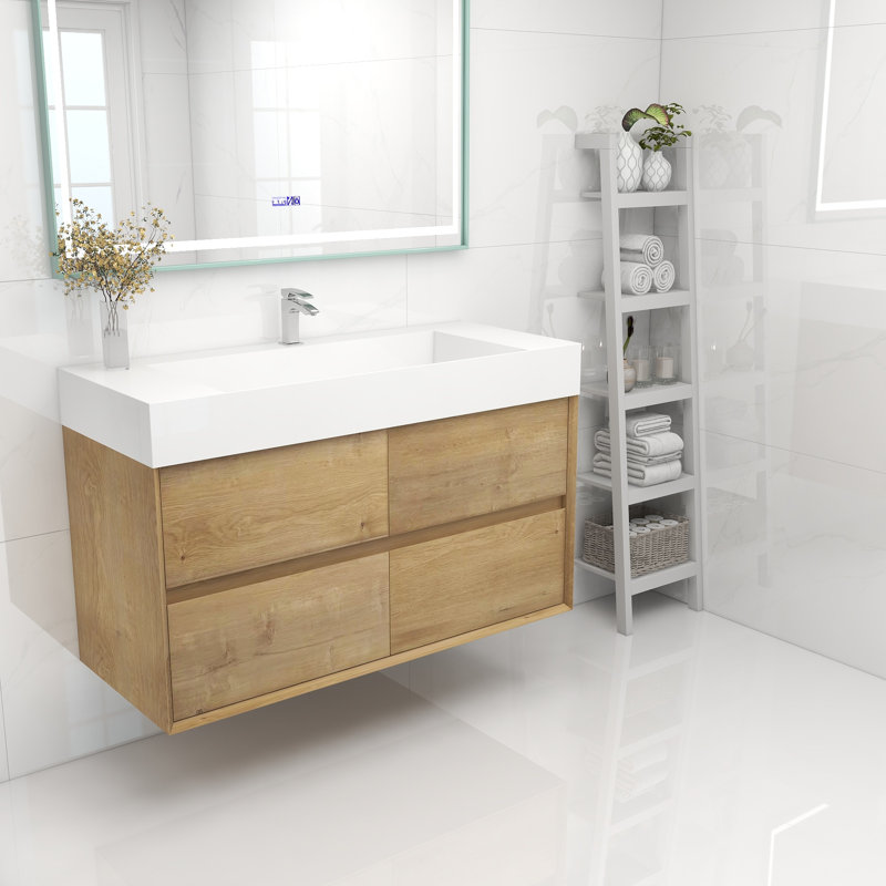 Meuble-lavabo mural simple 48 po, Chêne