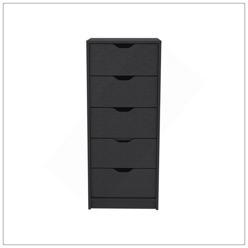 Commode Kamran, cinq tiroirs Narrows, finition blanche, Blanc