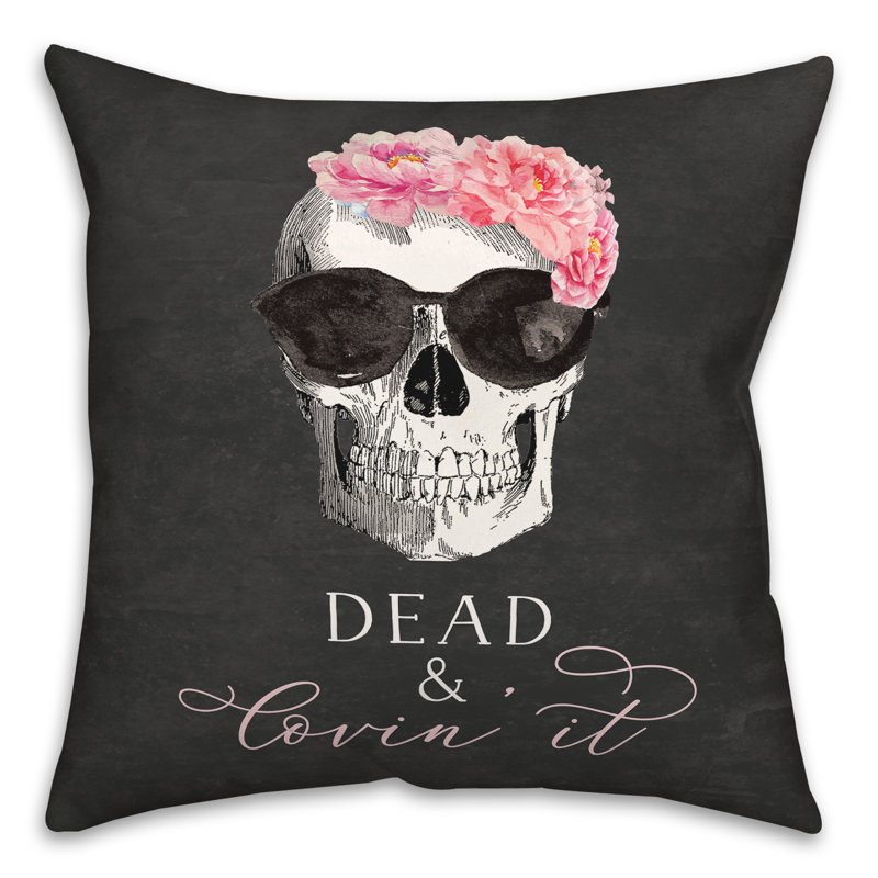  Housse et insert de coussin carré mort et mort Lovin 'It Skull, 16" x 16"
