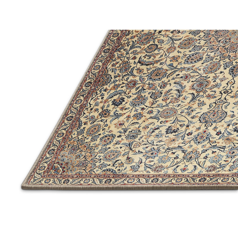 Tapis oriental beige / bleu en laine, Rectangle 8 pi x 10 pi