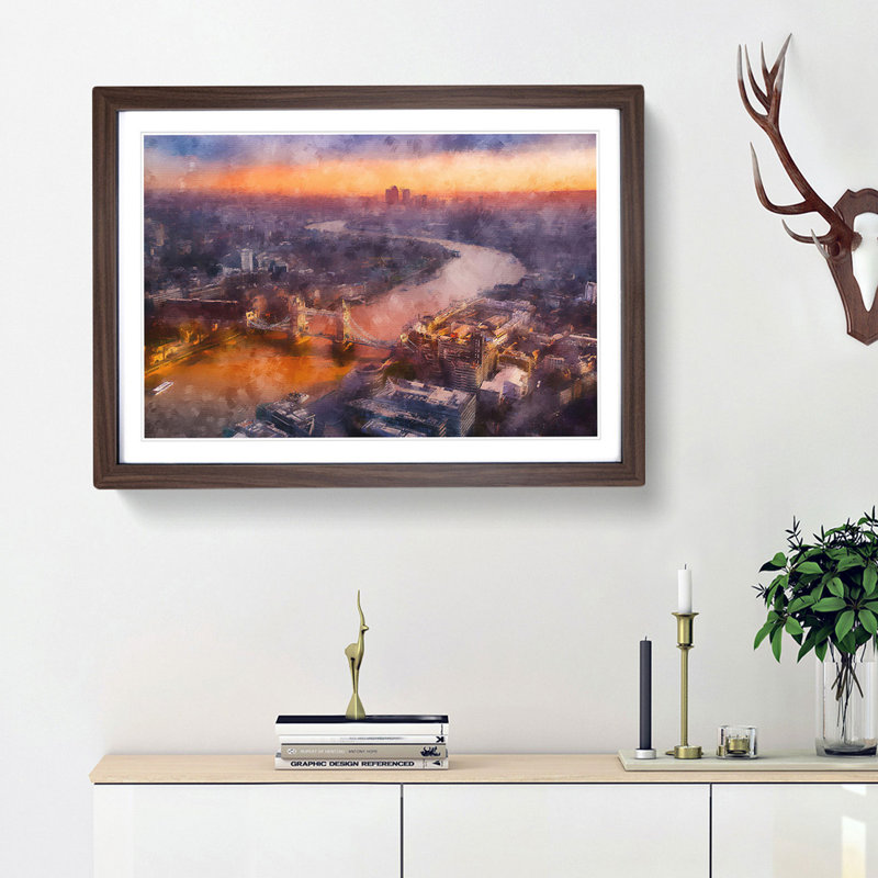 Sunrise over London - Framed Print, 62cm H x 87cm W x 2cm D, Walnut Framed