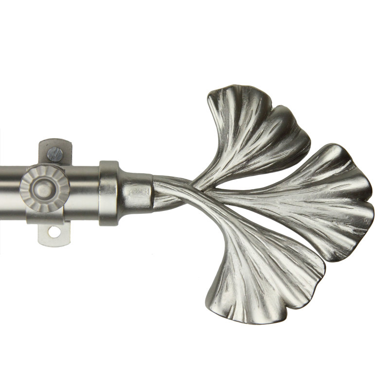 Ensemble de tringle à rideaux simple et quincaillerie Dayana, Nickel satiné, 18 po à 28 po (chaque côté)
