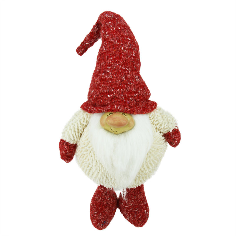 Figurine de Noël en peluche ivoire et rouge, 17 po x 14 po, Ivoire / Rouge