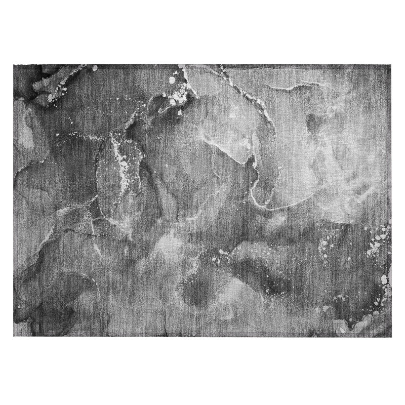 2' X 3' Gray Abstract Washable Non Skid Indoor Outdoor Area Rug