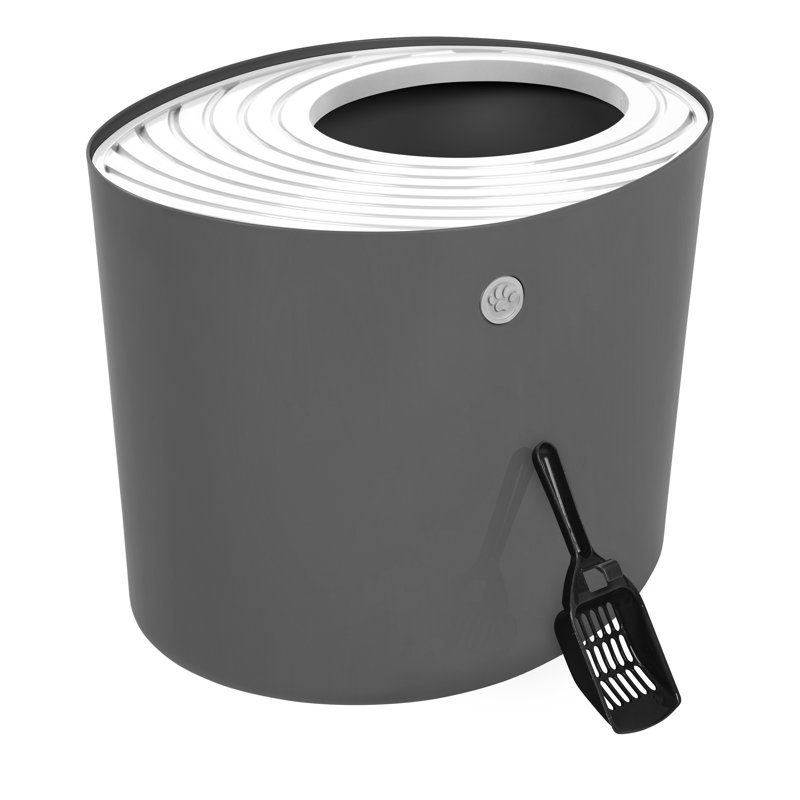 Litière en plastique avec pelle IRIS, Gris, H 14,63 po x l 16,13 po x P 20,75 po