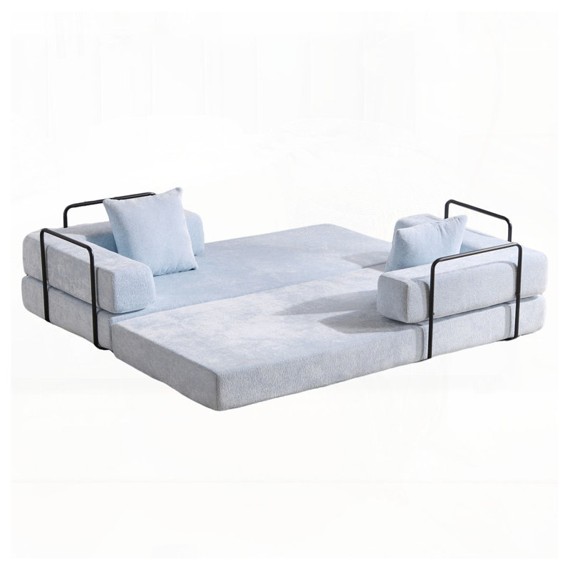 Canapé-lit convertible Chenille, Bleu clair