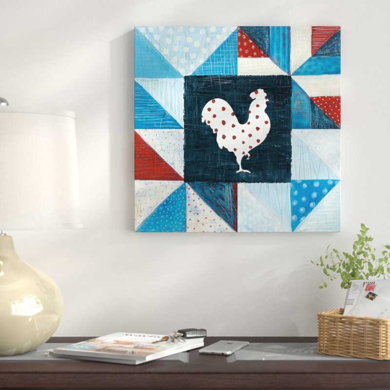 « modern americana farm », reproduction d’art sur toile tendue, Toile encadrée noire, L 18 po x H 18 po, Blanc