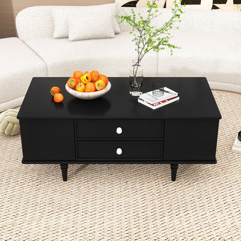 Table basse multifonctionnelle avec grand rangement, compartiments cachés, Noir