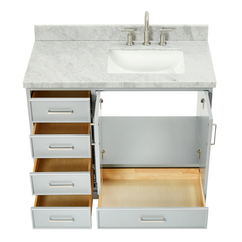 Ensemble de meuble-lavabo simple 43 po Abshire, Nickel brossé, Gris