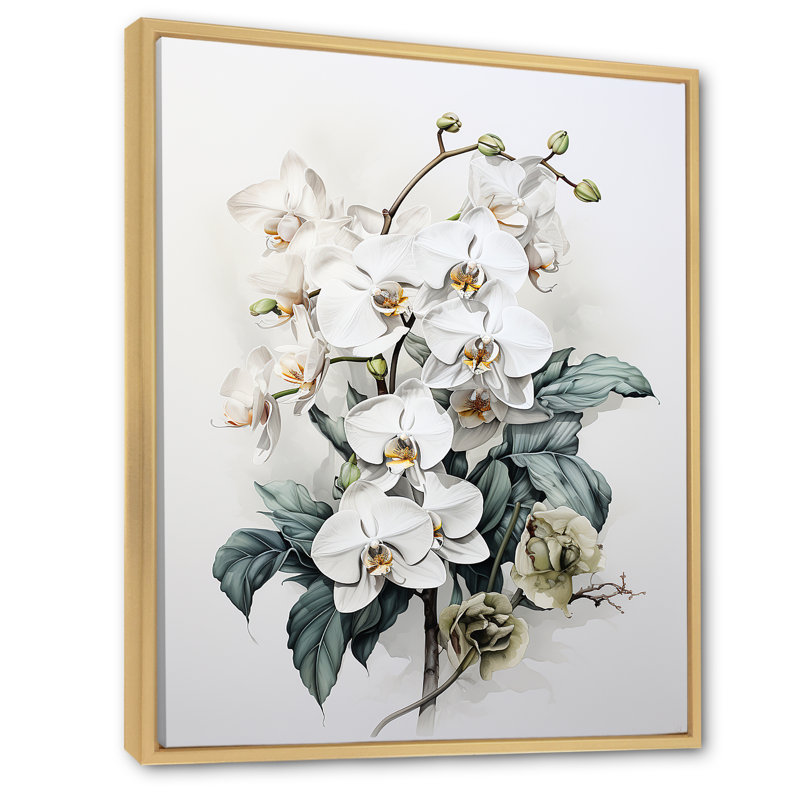 Orchidée noire et blanche sur fond de tranquillité, H 40 po x l 30 po x P 1,5 po, Cadre naturel flottant