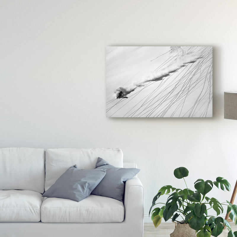 « ski poudre », reproduction de photo sur toile tendue, H 12 po x l 19 po x P 2 po