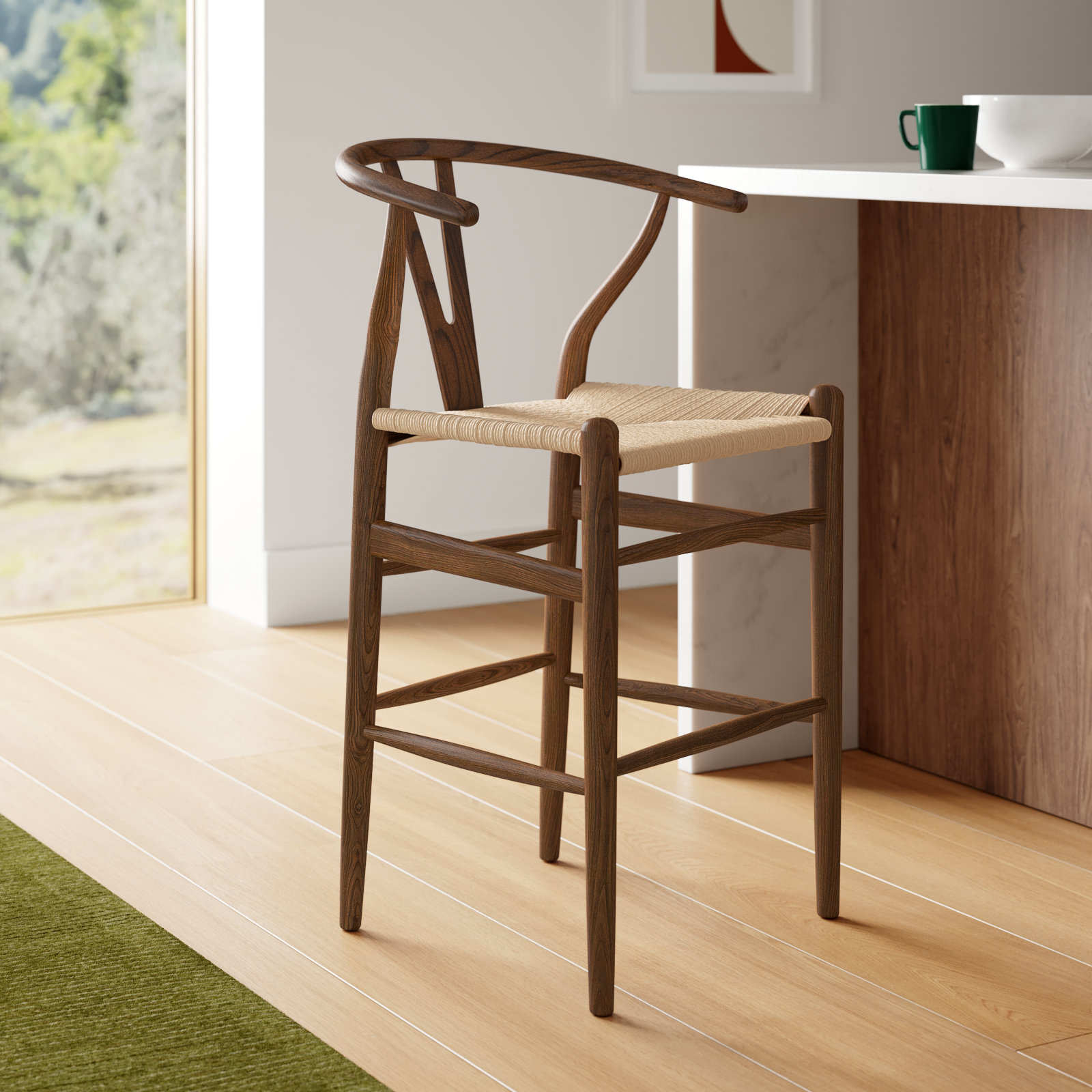 Etta Solid Wood Bar & Counter Stool, Counter Stool (25.75" Seat Height), Black/Black
