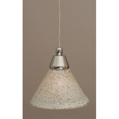 Cord Hung Mini Pendant With 7" Gold Ice Glass