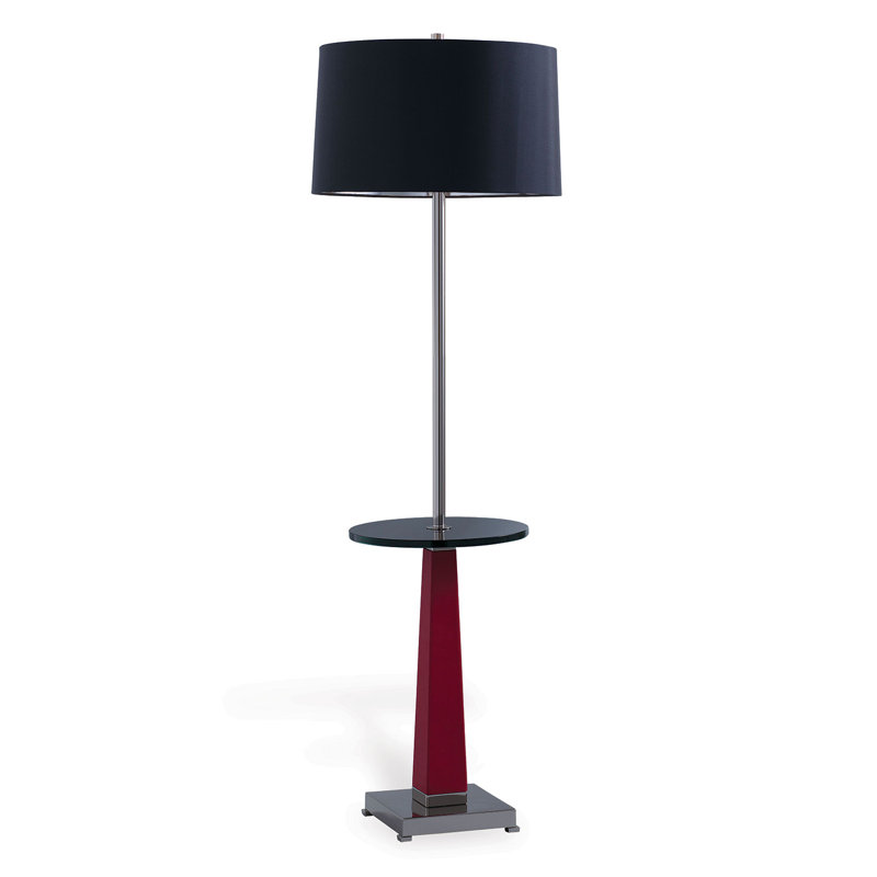 Cairo Tray Table Floor Lamp, Polished Nickel/Red