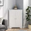 Armoire de coin autoportante blanche avec 2 portes et tablette réglable - pour la salle de bain, la cuisine, le salon