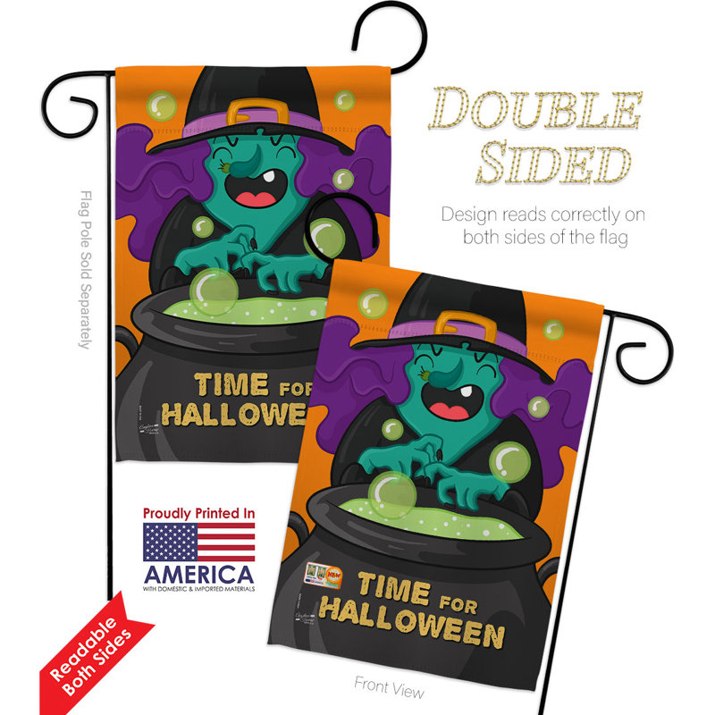 Drapeau de jardin en polyester 19 x 13 po Time for Halloween