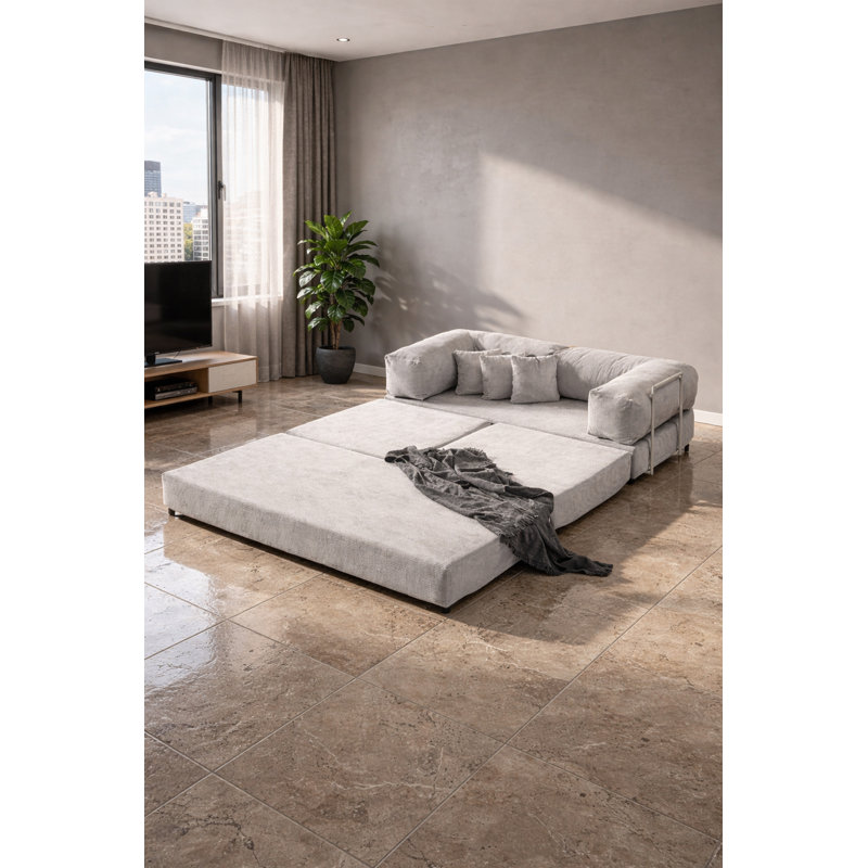 Canapé modulaire en velours gris, Gris