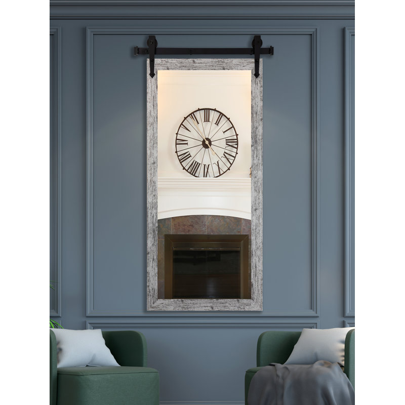 Neace Flat Wall Mirror, 72" x 31", Weathered White
