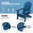  Folding Adirondack Chairs Set Of 2 With Cup Holder, All-Weather Hips Plastic Outdoor Patio Chairs – Navy-1188384849