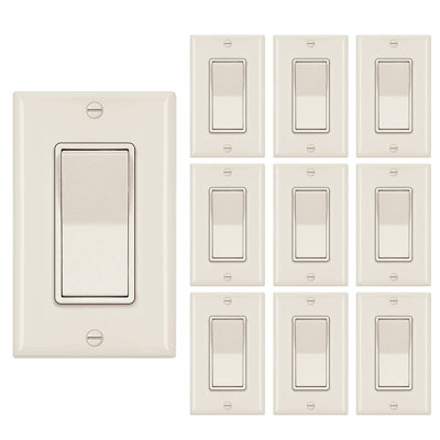 Interrupteur de lumière unipolaire 15 ampères, paquet de 10