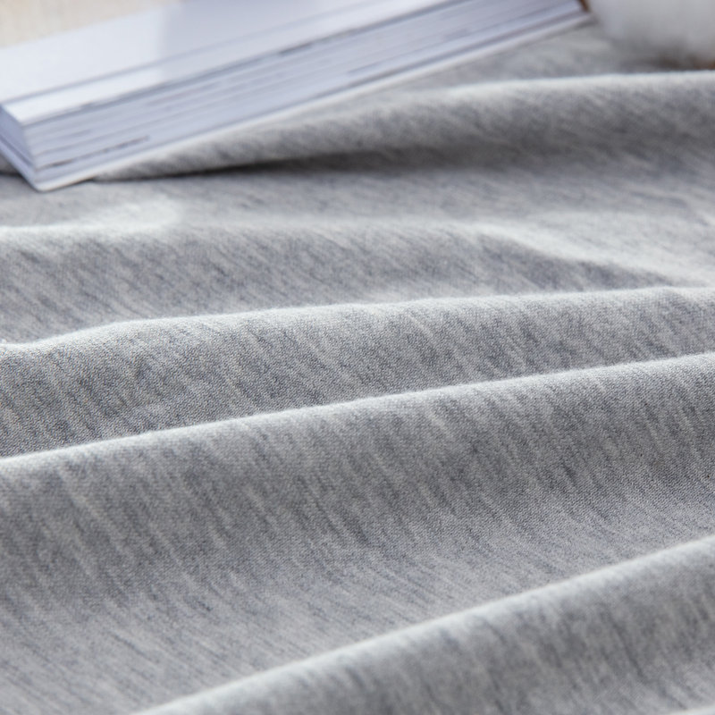 Drap-housse en jersey de coton 3 pièces Life, Grand couvre-lit / couvre-lit + 2 pièces supplém, Gris chiné