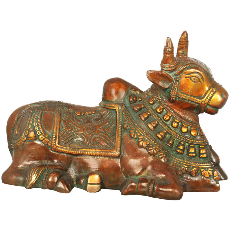 Figurine Nandi - Le véhicule du dieu Shiva, Or rouge